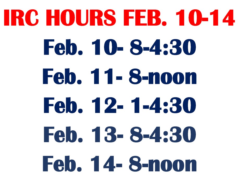 Image of a flyer showing office hours for the Instructional Resource Center