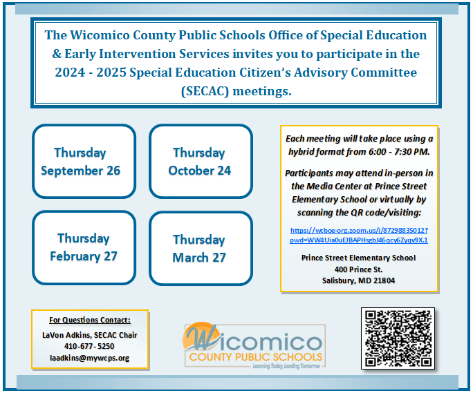 Image of the SECAC Meeting Schedule for 2024 - 25