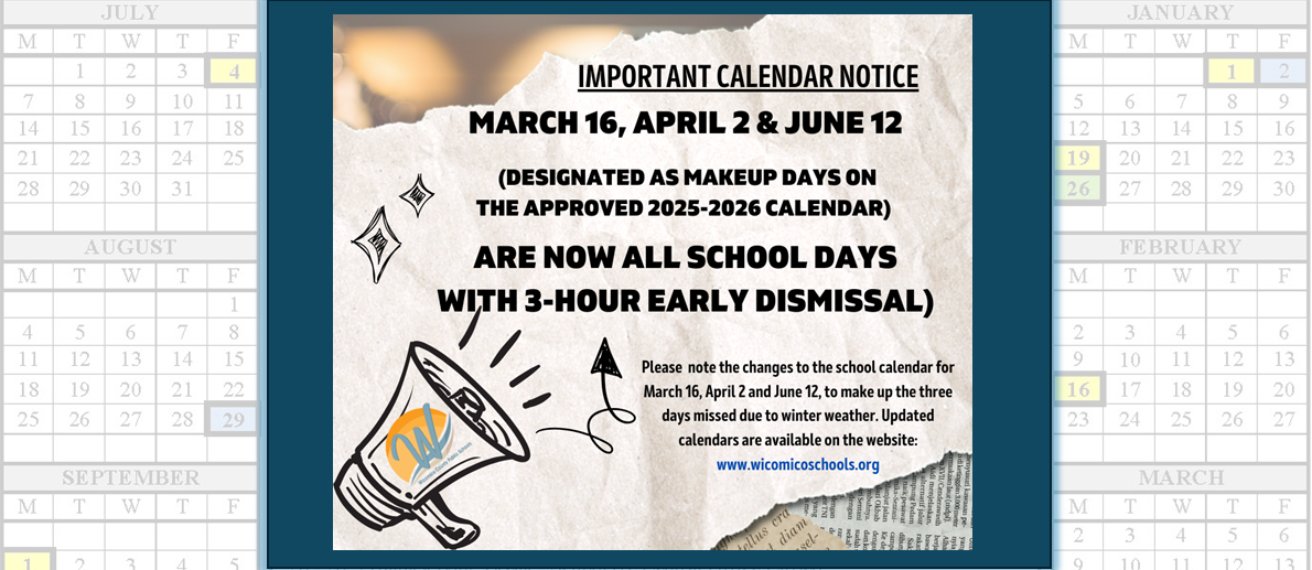 Image showing makeup days of March 16, April 2, June 12