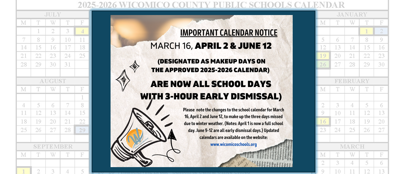 Image showing makeup days of March 16, April 2, June 12