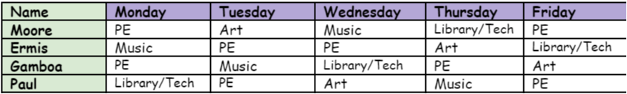 2nd Grade Specials