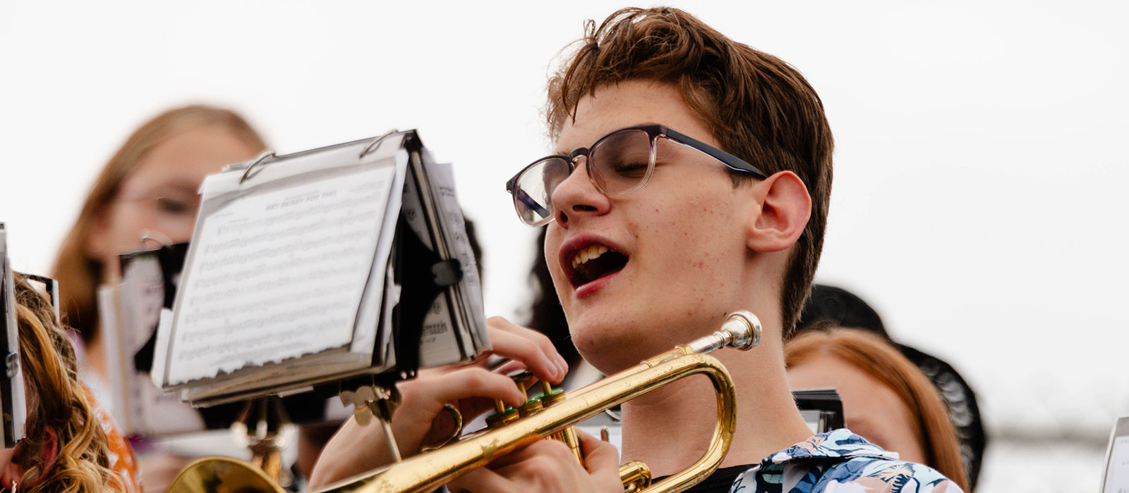 Boy playing trumpet