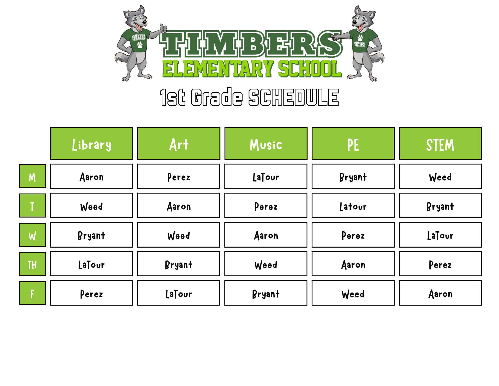 First Grade Timbers Elementary School