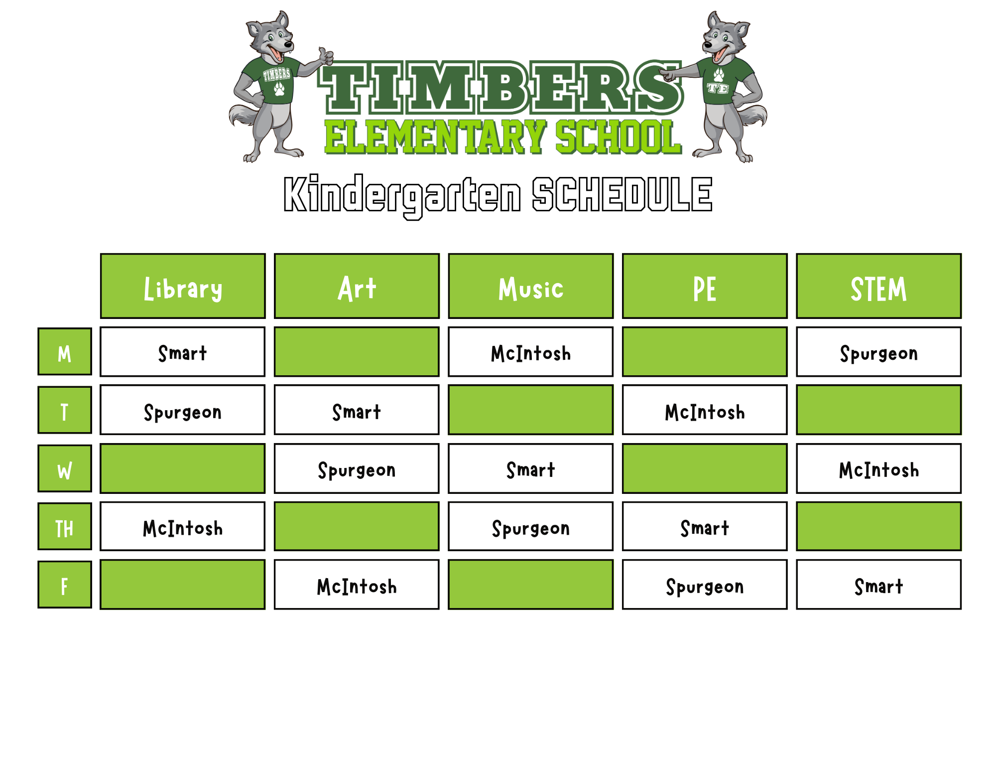 Kindergarten Timbers Elementary School