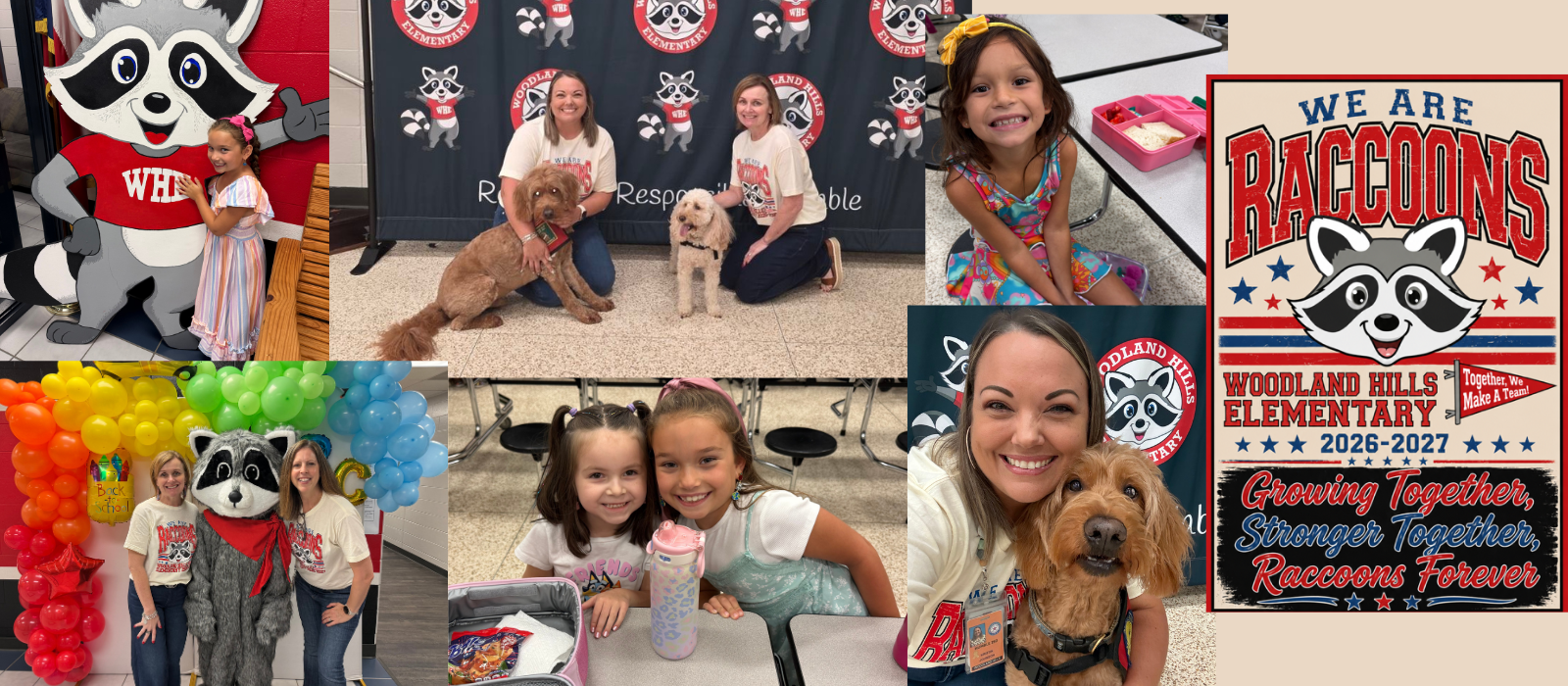 Collage of different staff and students on the first day of school
