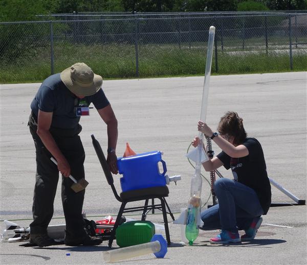 students doing bottle rocket launch