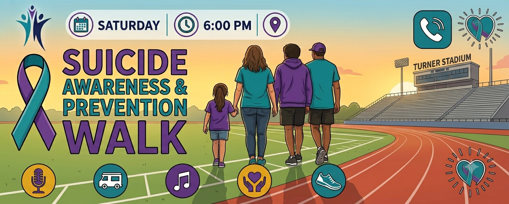 ADA Alt Text: Bearcats and families are invited to join Humble ISD for the 2026 Suicide Awareness &amp; Prevention Walk on Thursday, September 17, from 6–8 p.m. at Turner Stadium, 1700 Wilson Road, Humble, Texas 77338. This free district event brings students, families, staff, and community members together to promote hope, connection, and suicide prevention. Call or text 988 for the Suicide &amp; Crisis Lifeline.