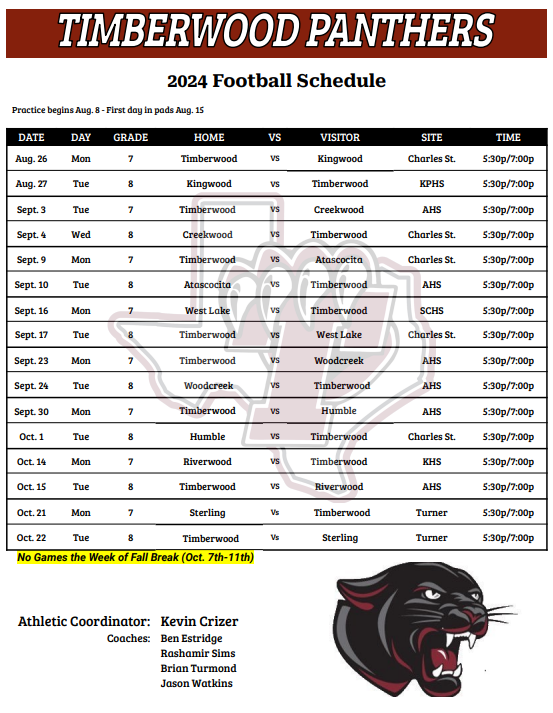 TMS Football Schedule Picture