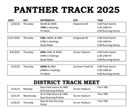 Track Schedule