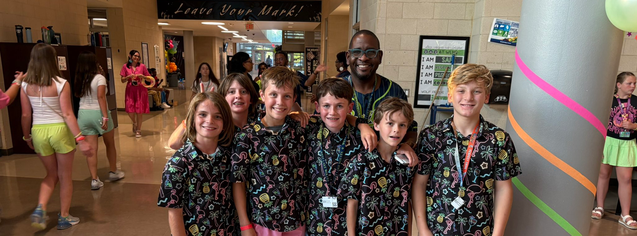 students at the neon party