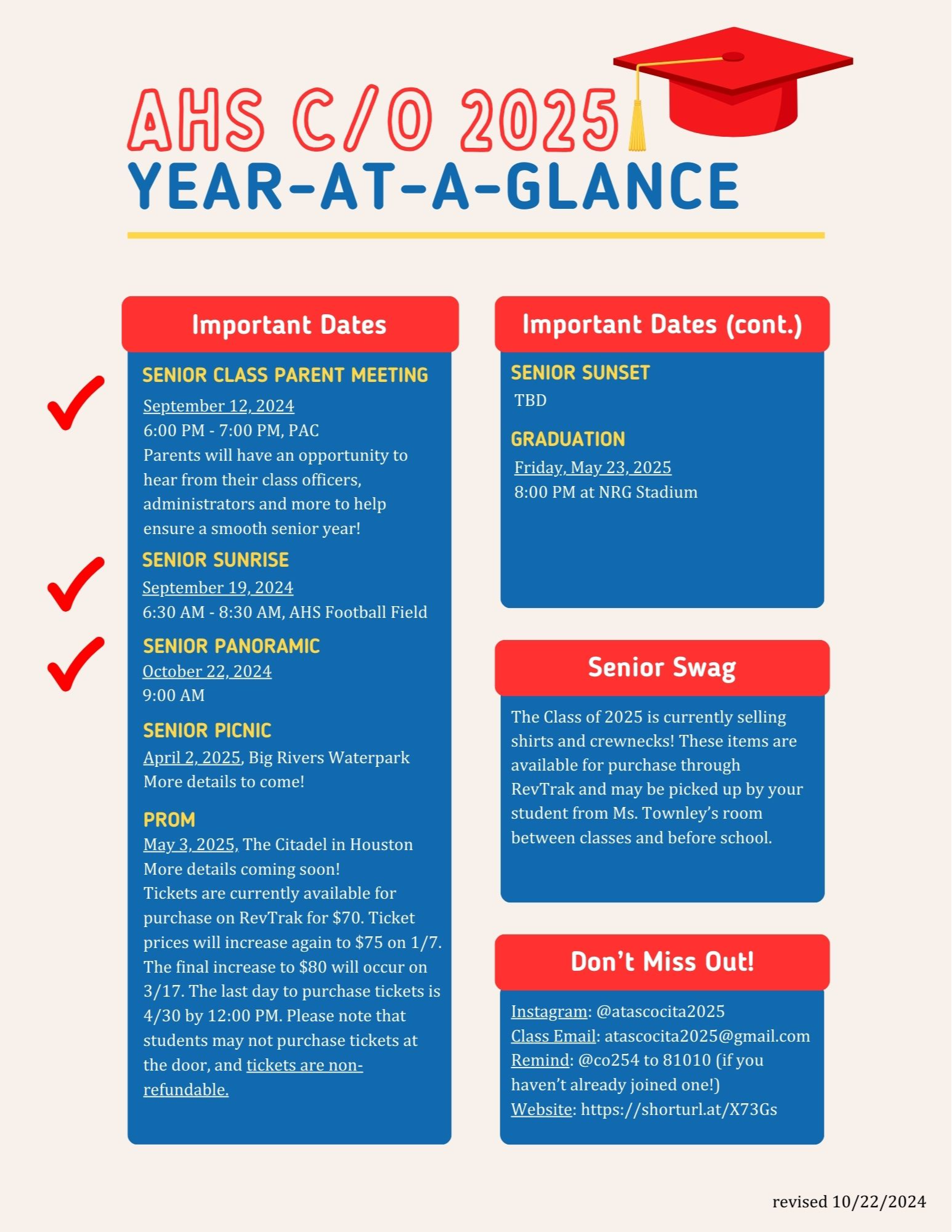 Class of 2025 - Year-at-a-Glance, revised 8/28