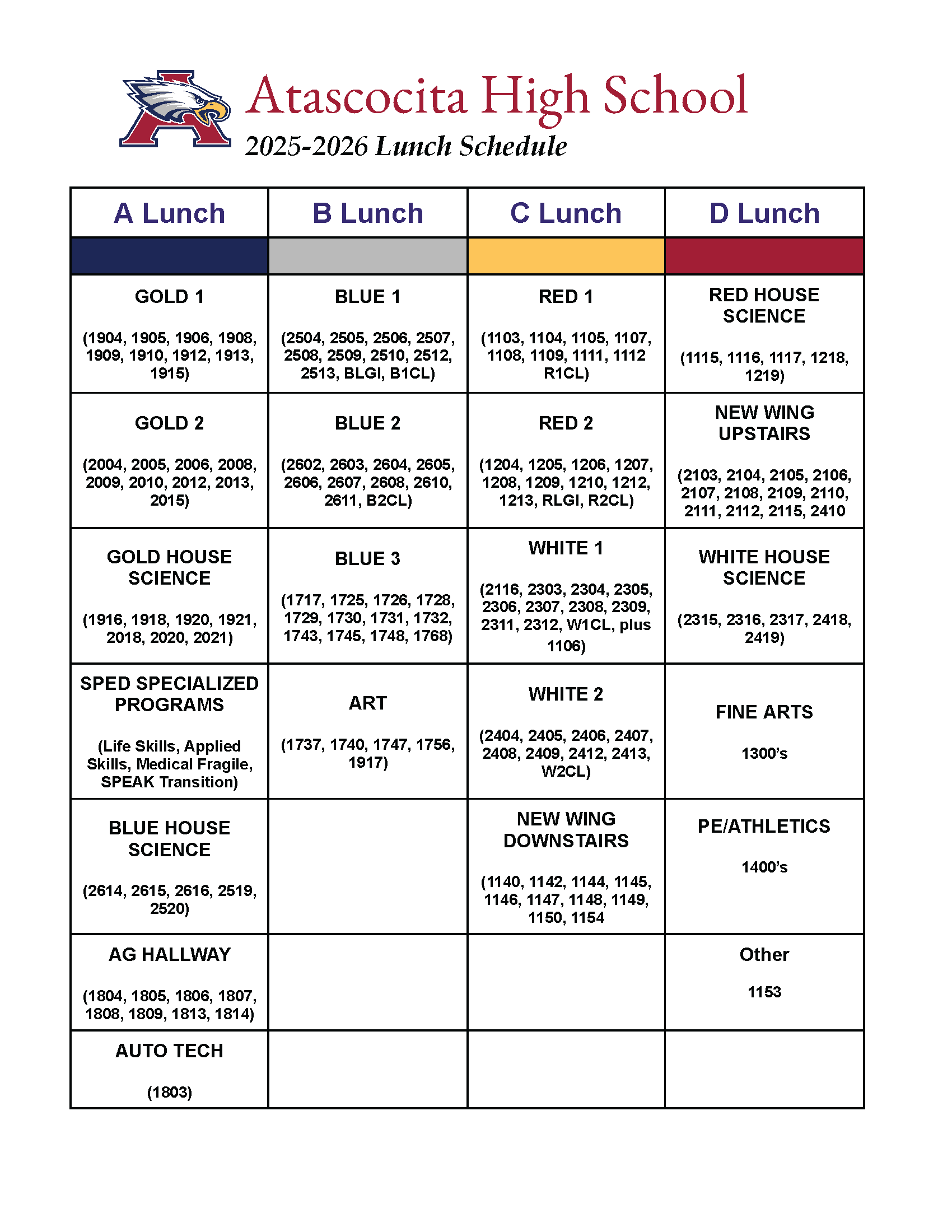 Lunch Schedule