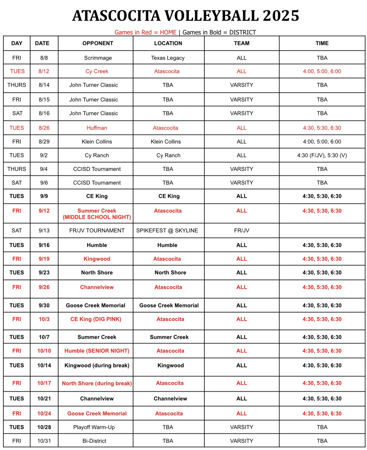 schedule