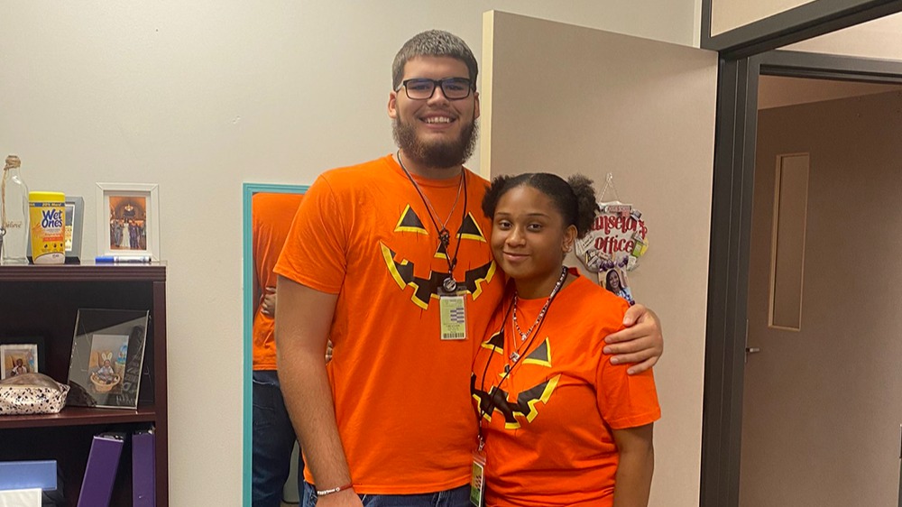 Students during HOCO Week Celebrating being twins.