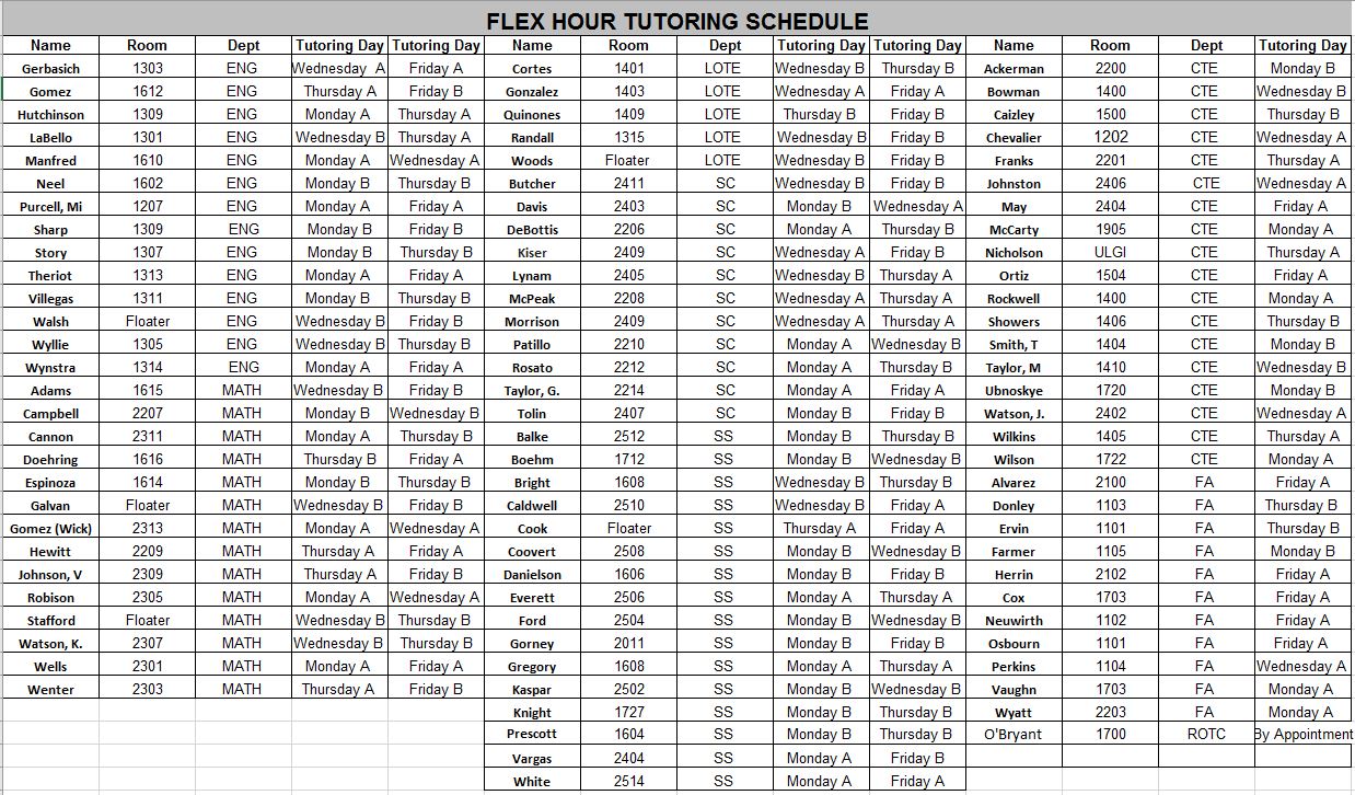 Flex Hour/Tutoring | Kingwood Park High School