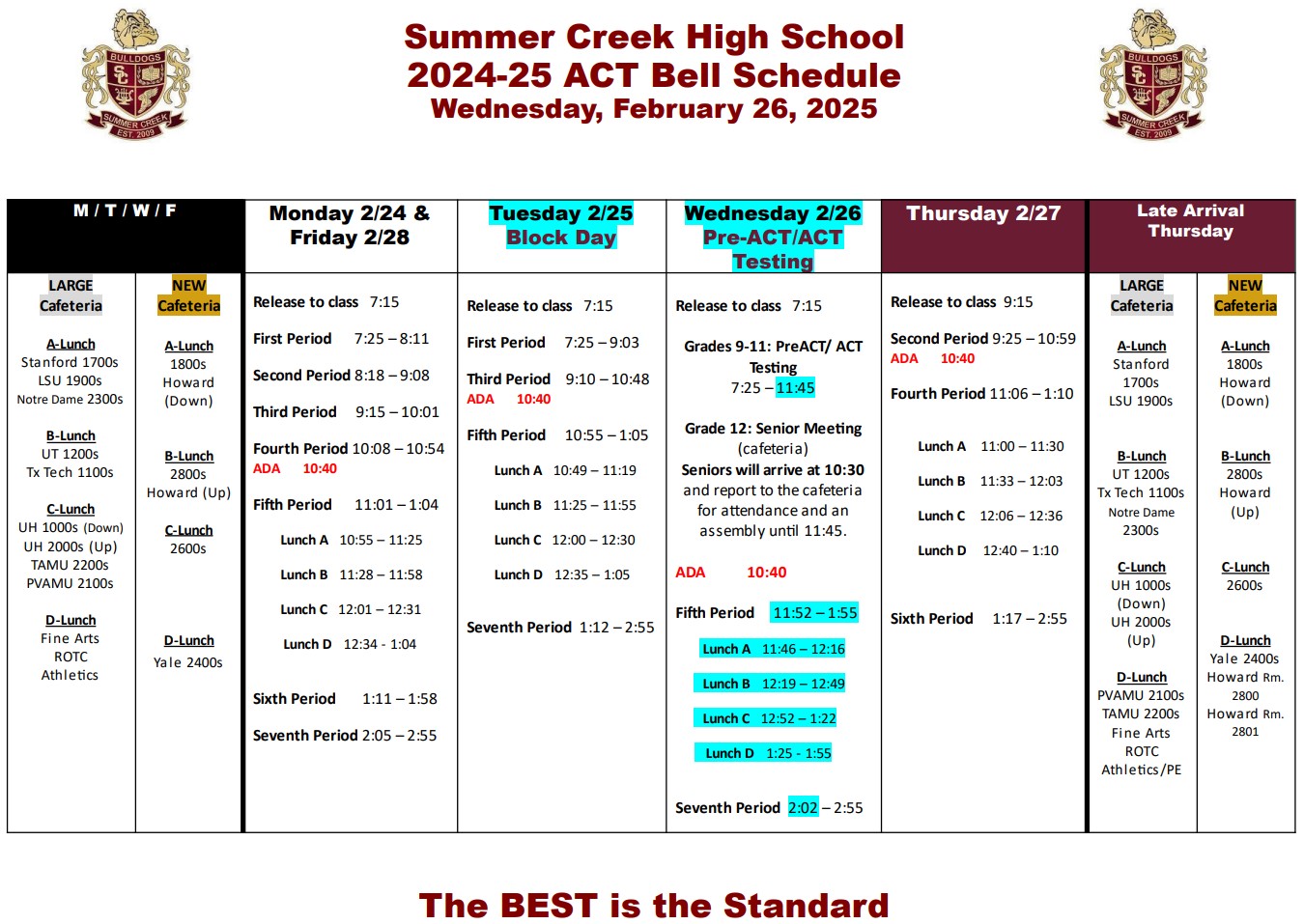 ACT bell Schedule