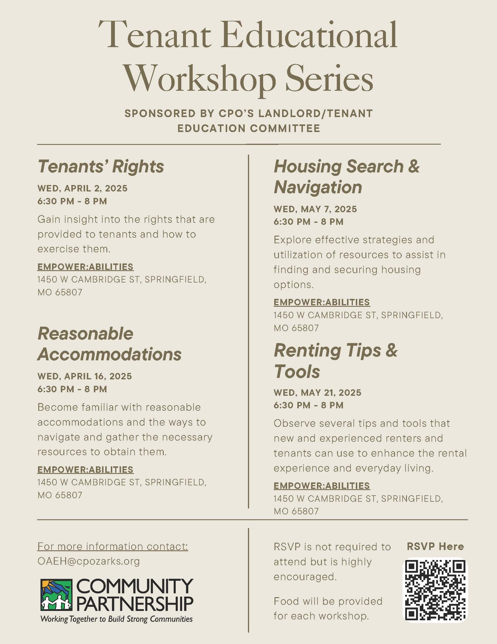 Tenant Educational Workshop Series