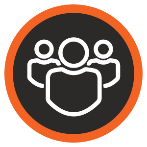 Circular graphic with outlines of people