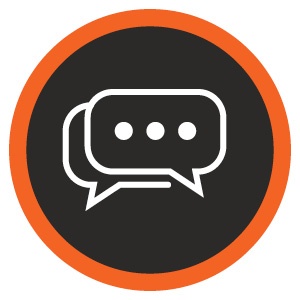 Circular graphic with text bubbles