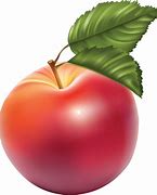 red apple with green leaf
