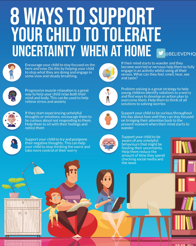 8 ways to support your child to tolerate uncertainty when at home info picture