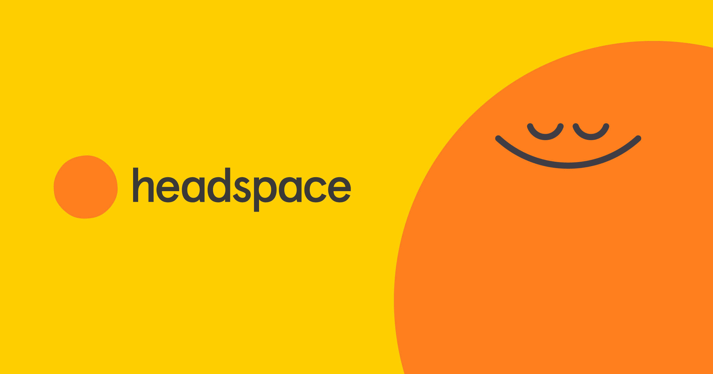 headspace app logo: orange with the title headspace and orange circle with a smiley face