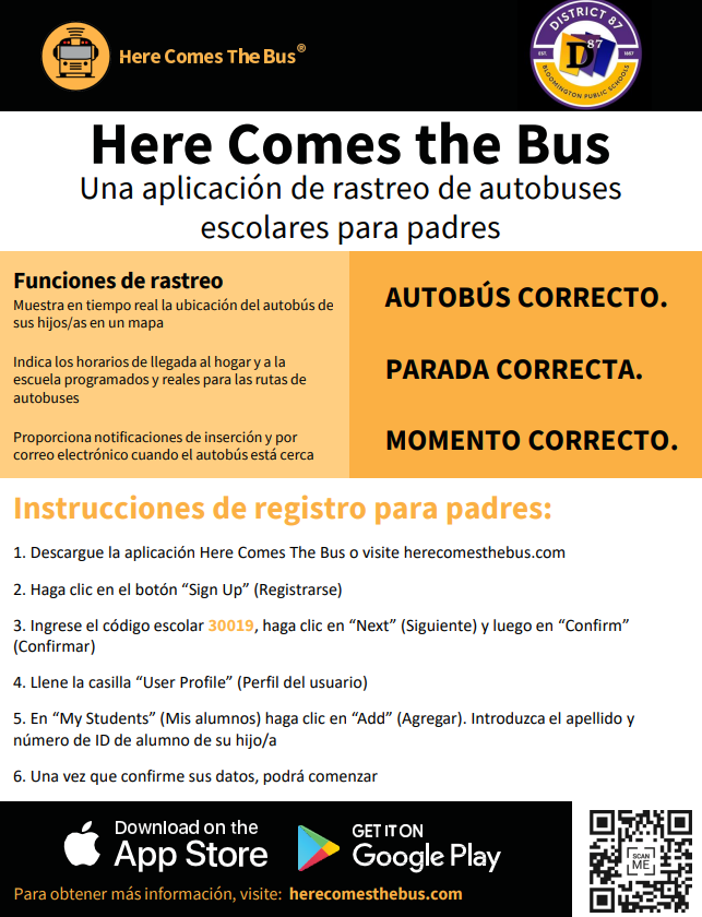Here comes the bus graphic spanish
