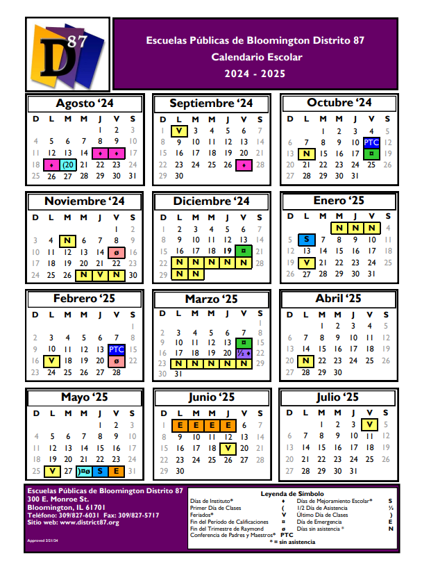 image of calendar in Spanish