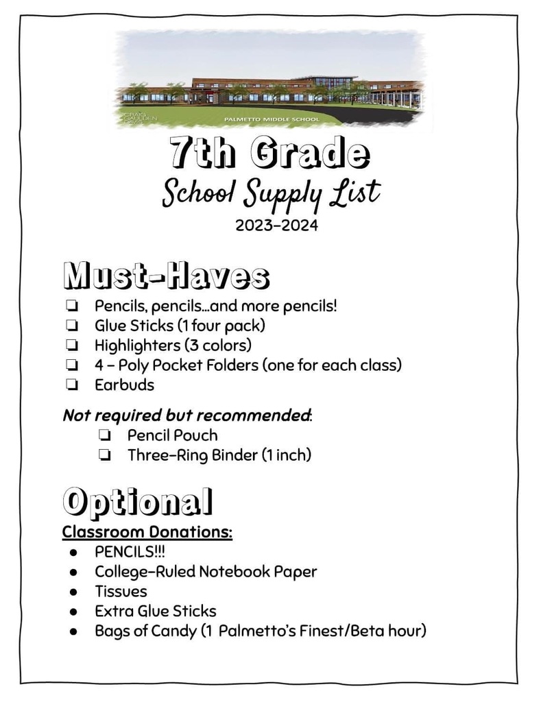 7th Grade Supply List