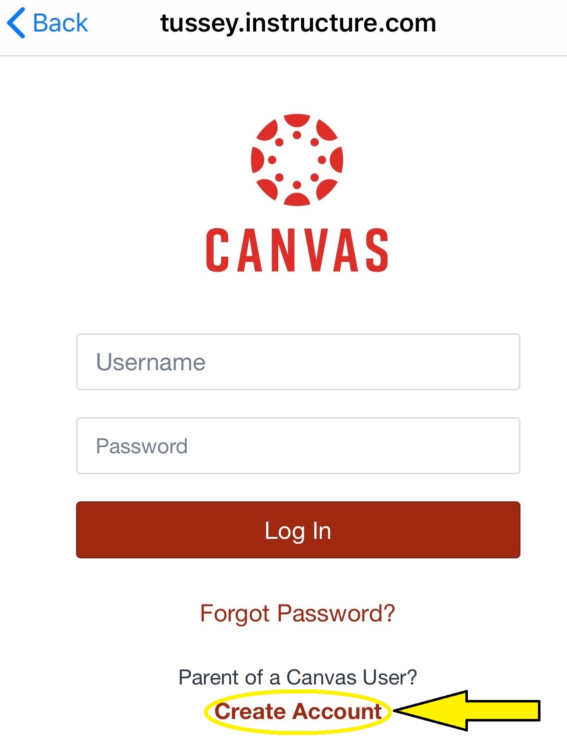 CANVAS - CREATE ACCOUNT