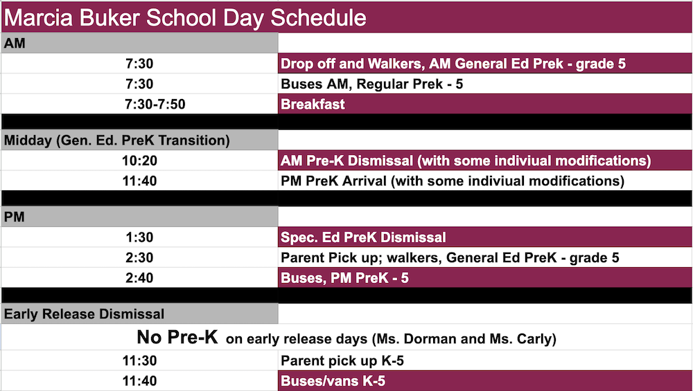Bell schedule