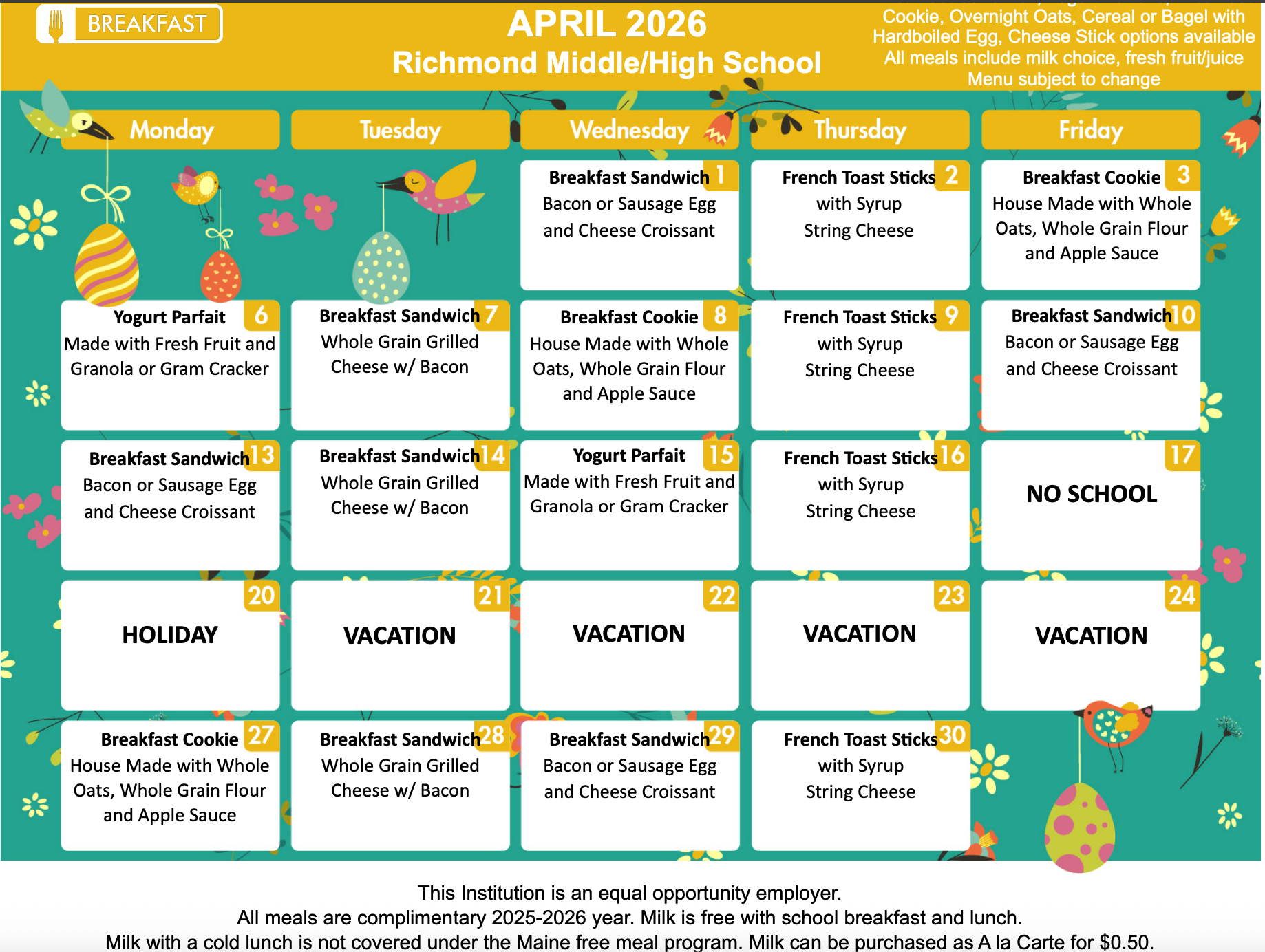 oct menu