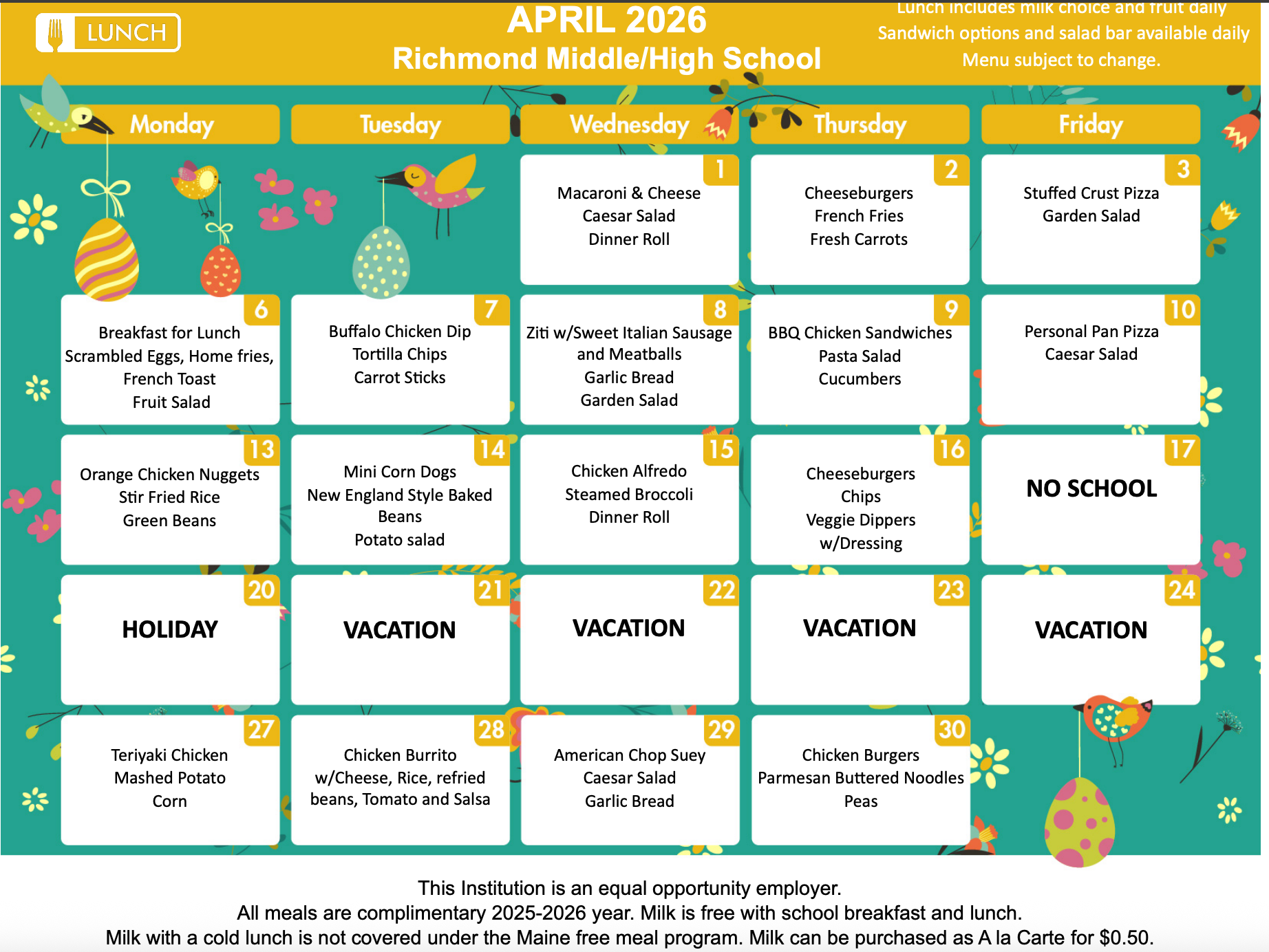 oct menu