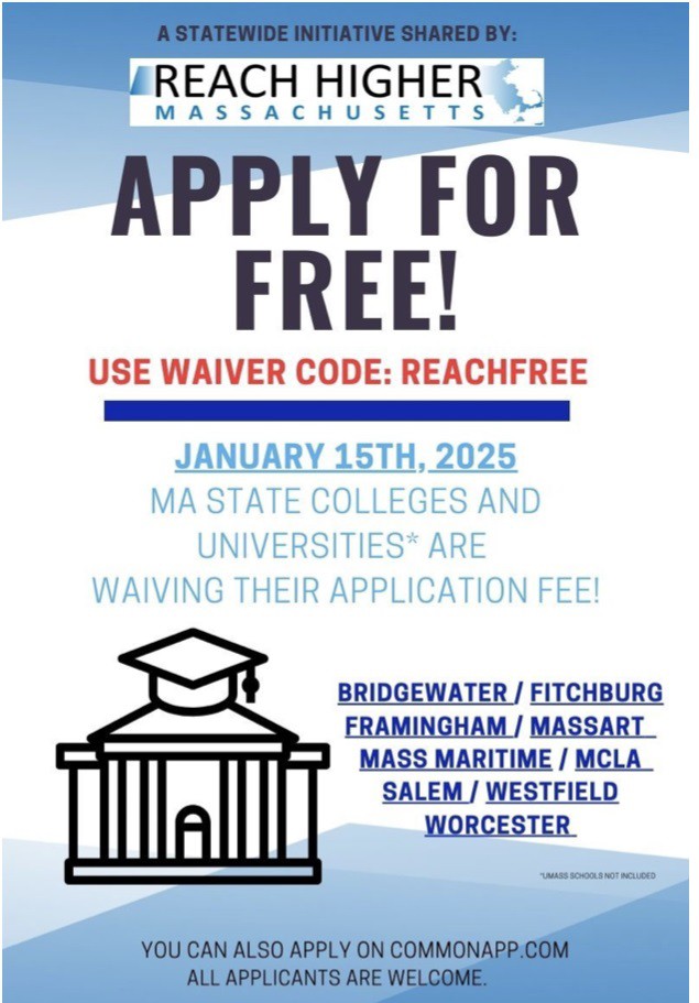 Free Application Day for Mass State Universities on January 15, 2025