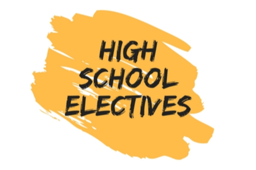 Yellow background with black lettered text that says High School Electives
