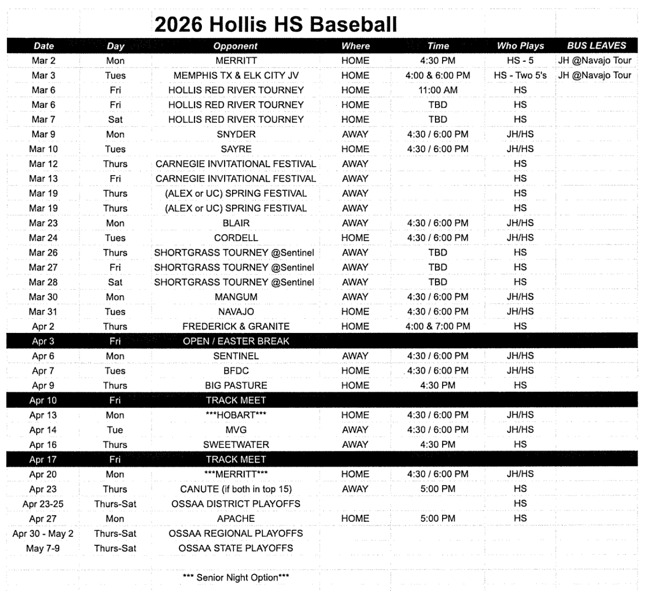 HS Baseball 2026
