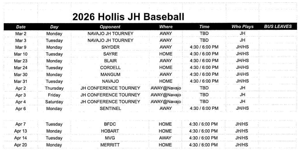 JH Baseball 2026