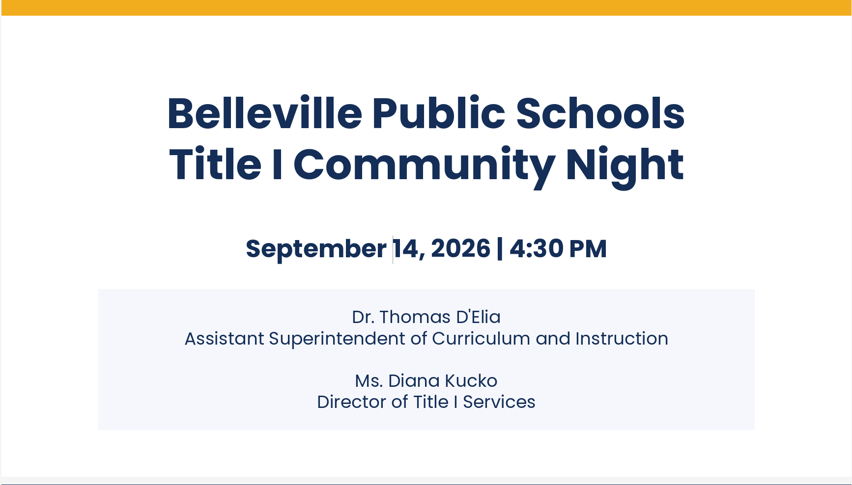 Belleville Public Schools Title 1 Community Night