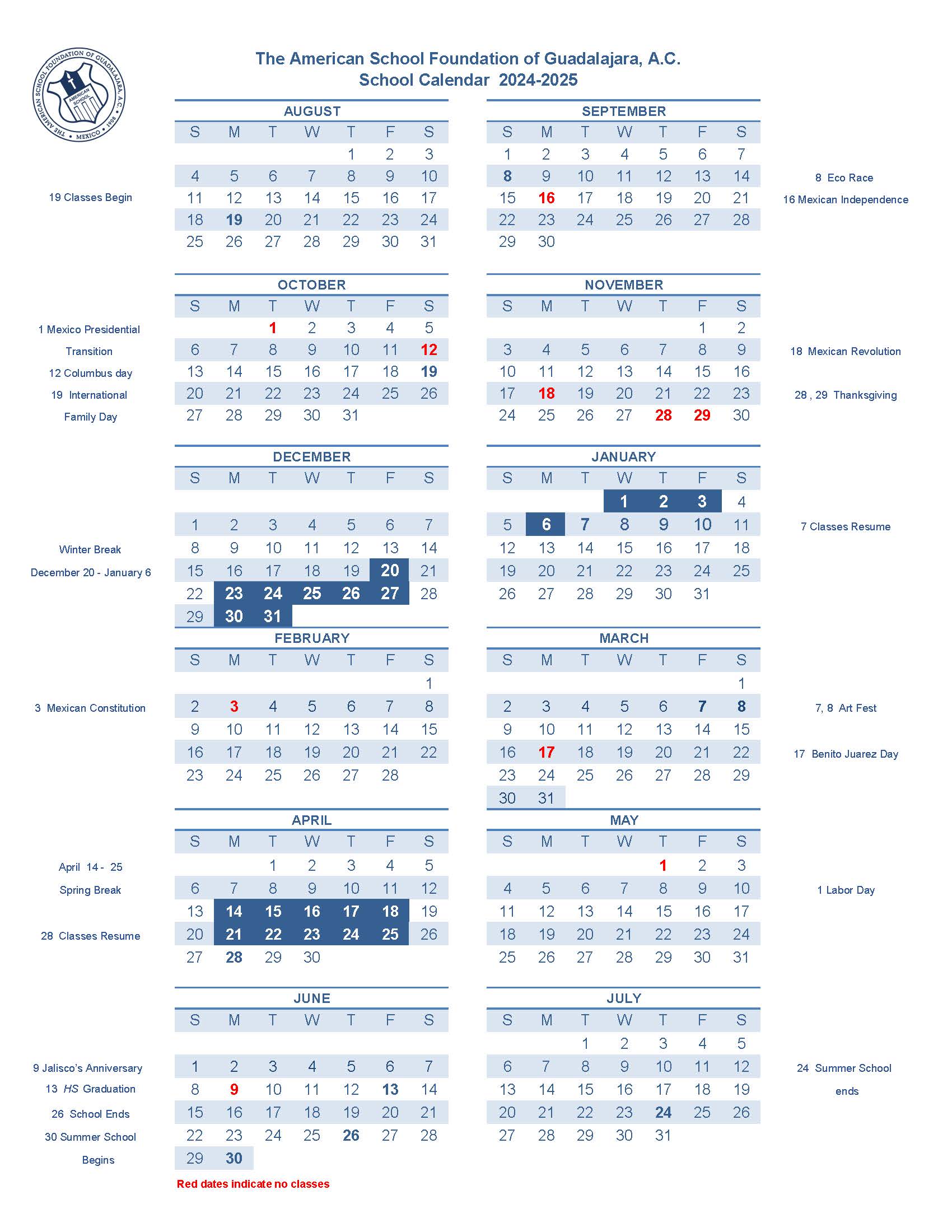 School Year At a Glance Calendar