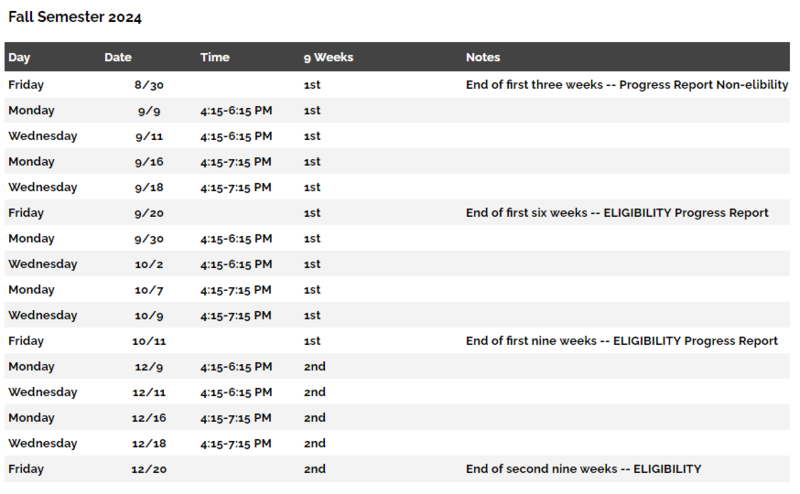 Next Chance Schedule