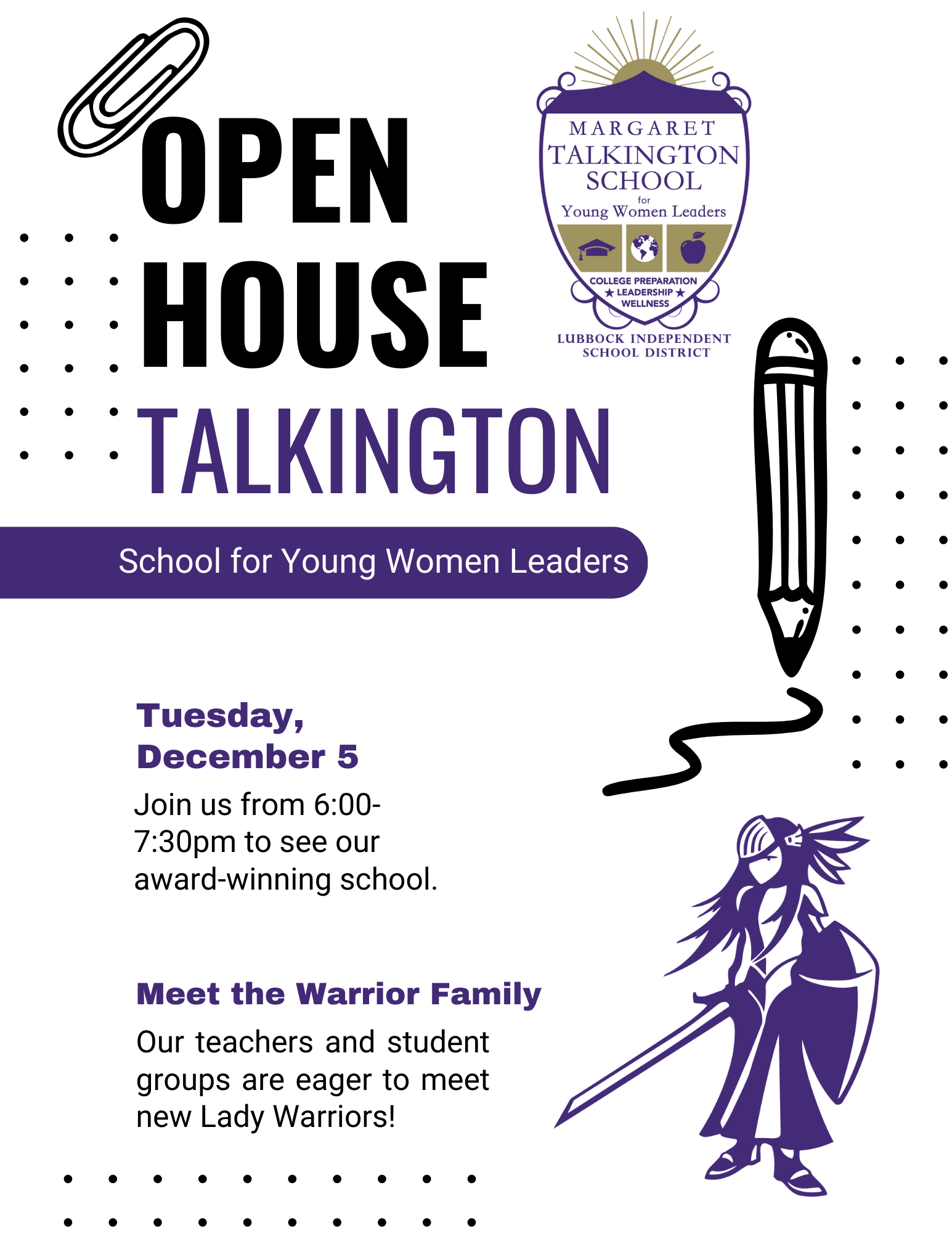 Open House flyer with Logo (Dec 5 from 6:00-7:30pm)