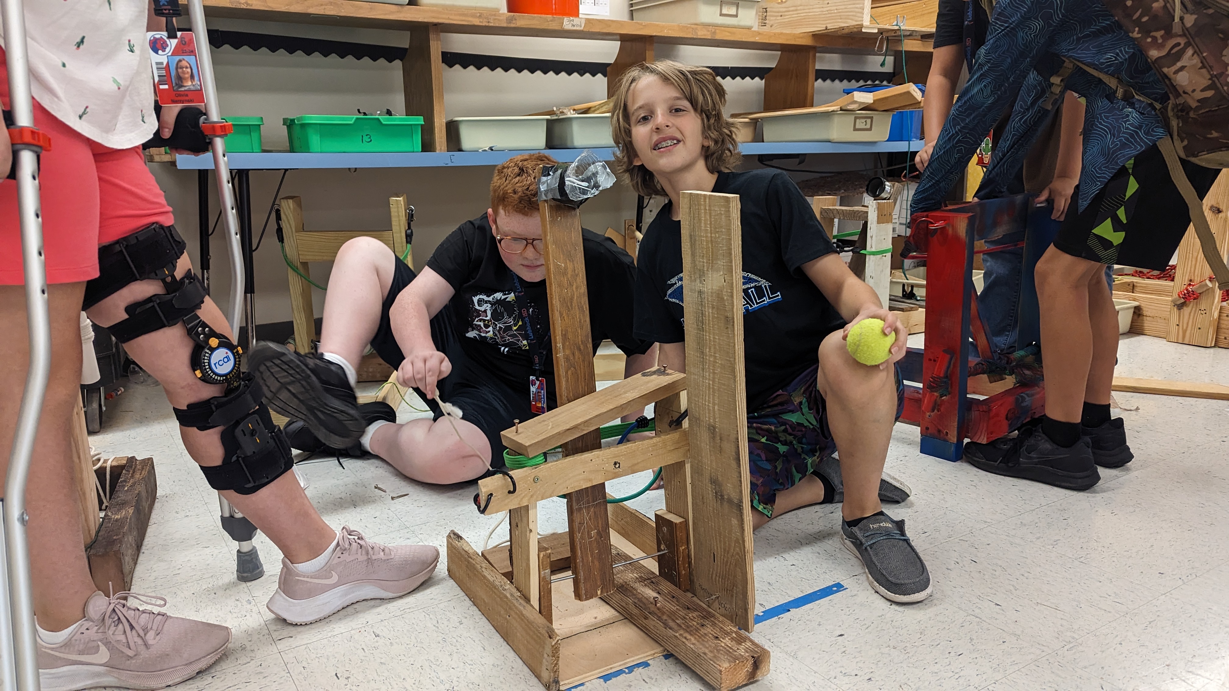 students with catapults