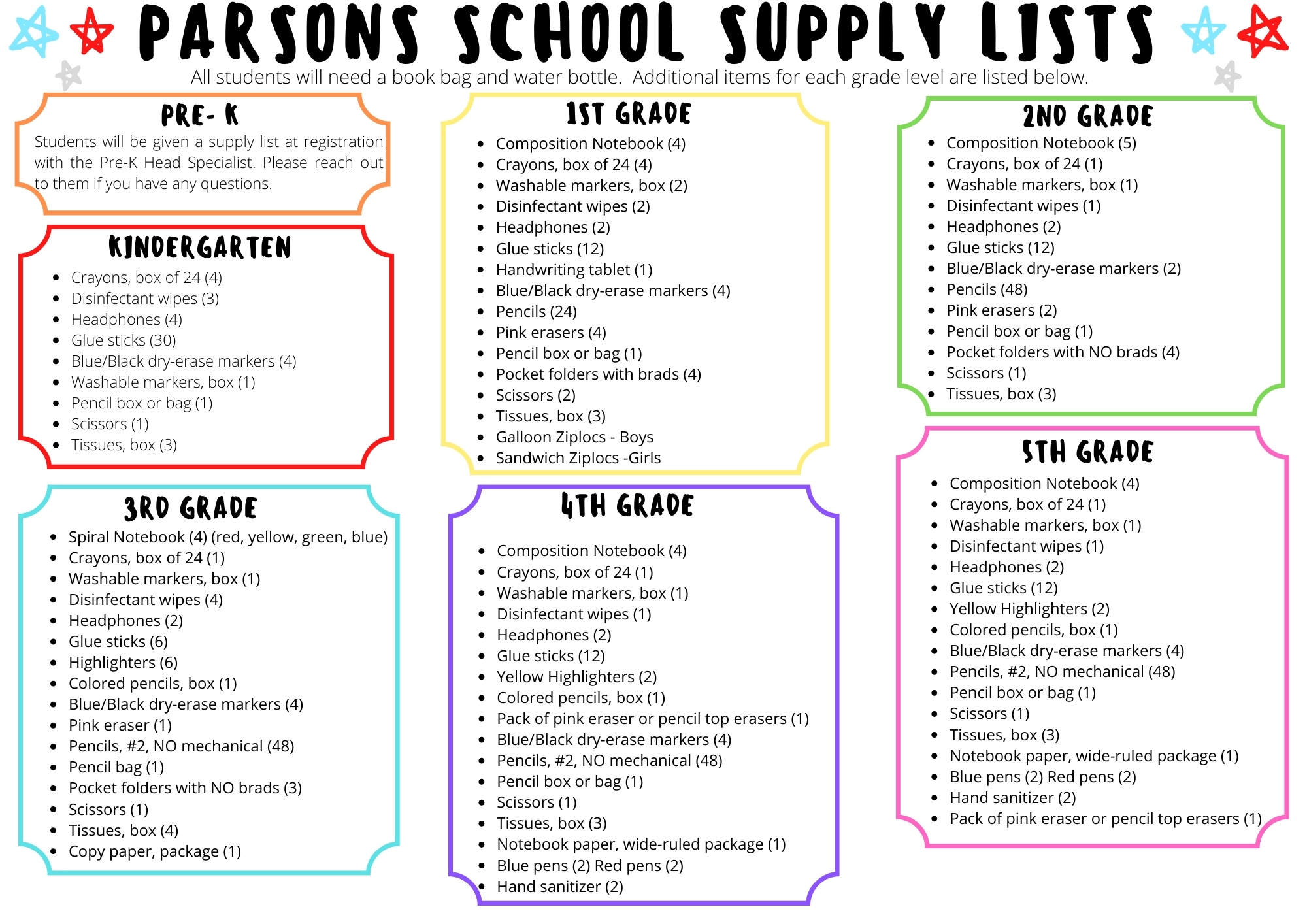 School Supply List 2024-2025