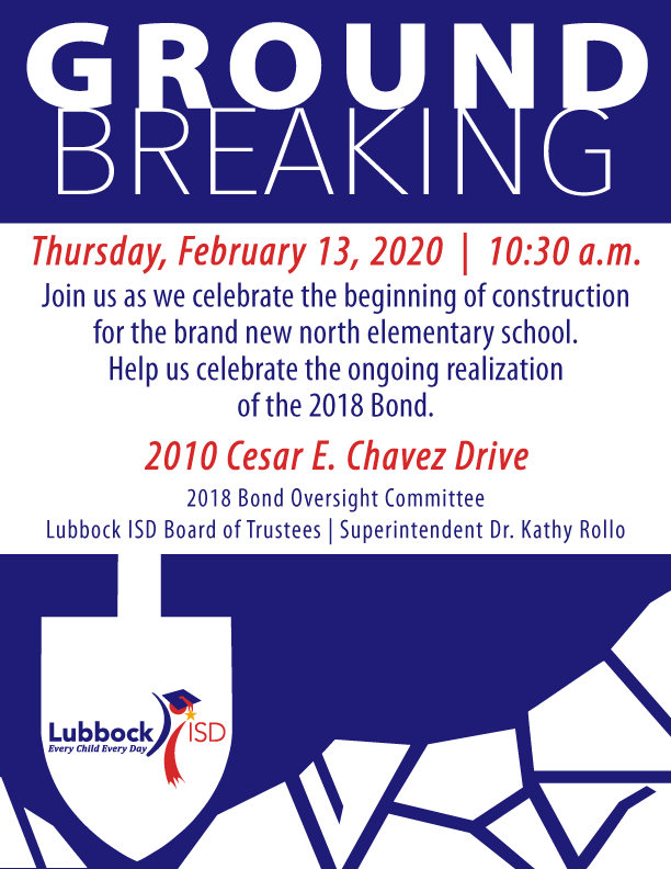 Groundbreaking ceremony flyer for February 13, 2020