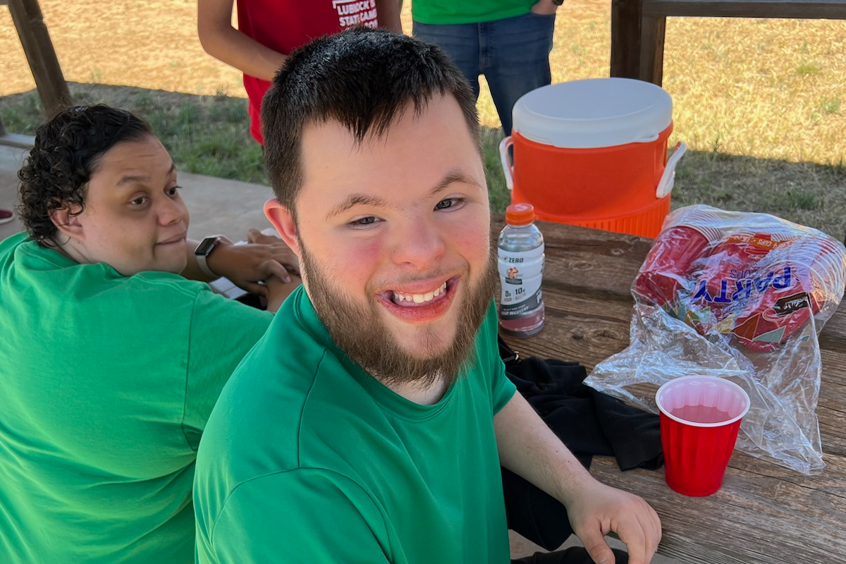 Brogan durin lunch at Camp Post