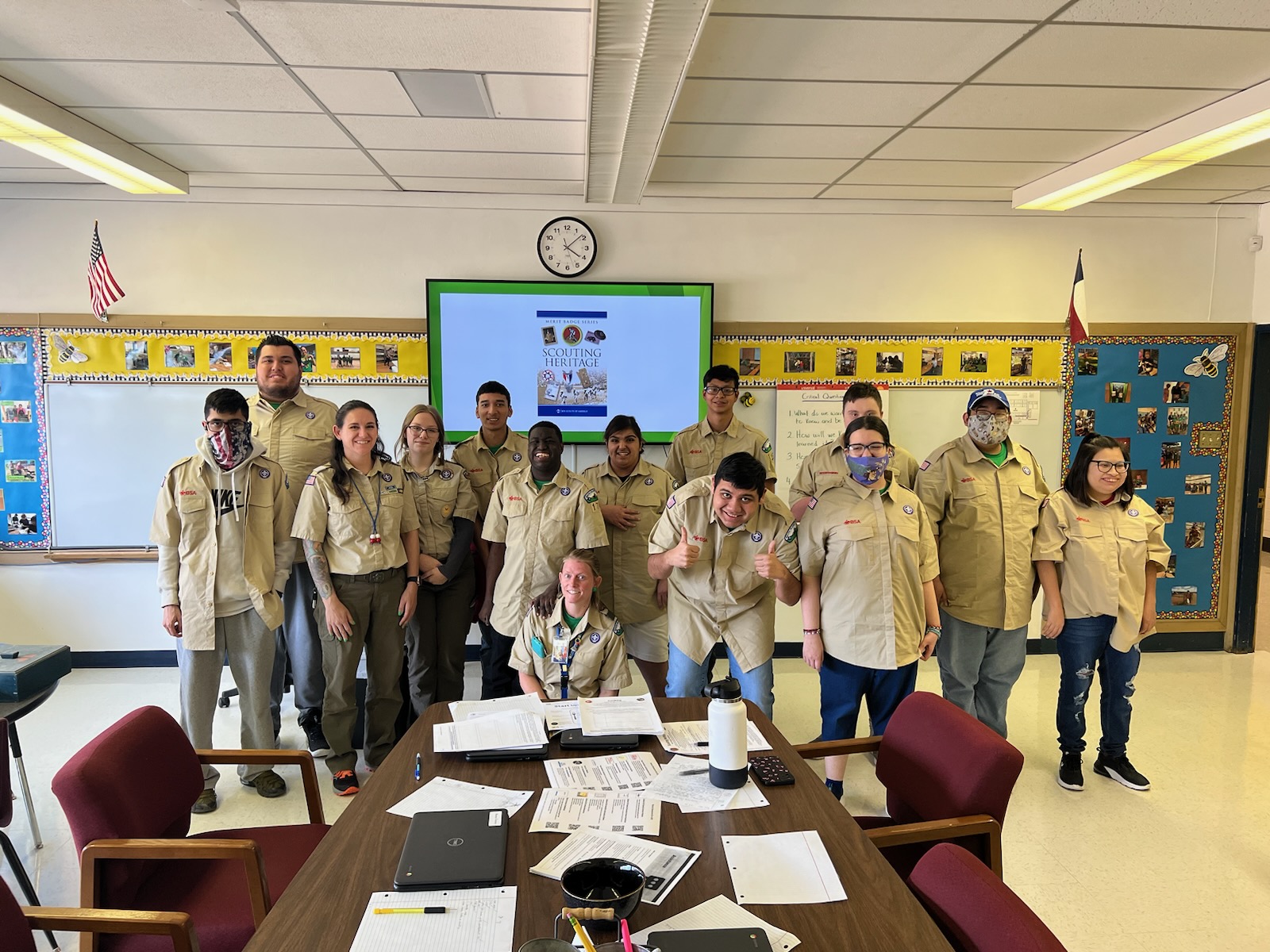 Troop 174 and friends working on the Scouting Heritage merit badge