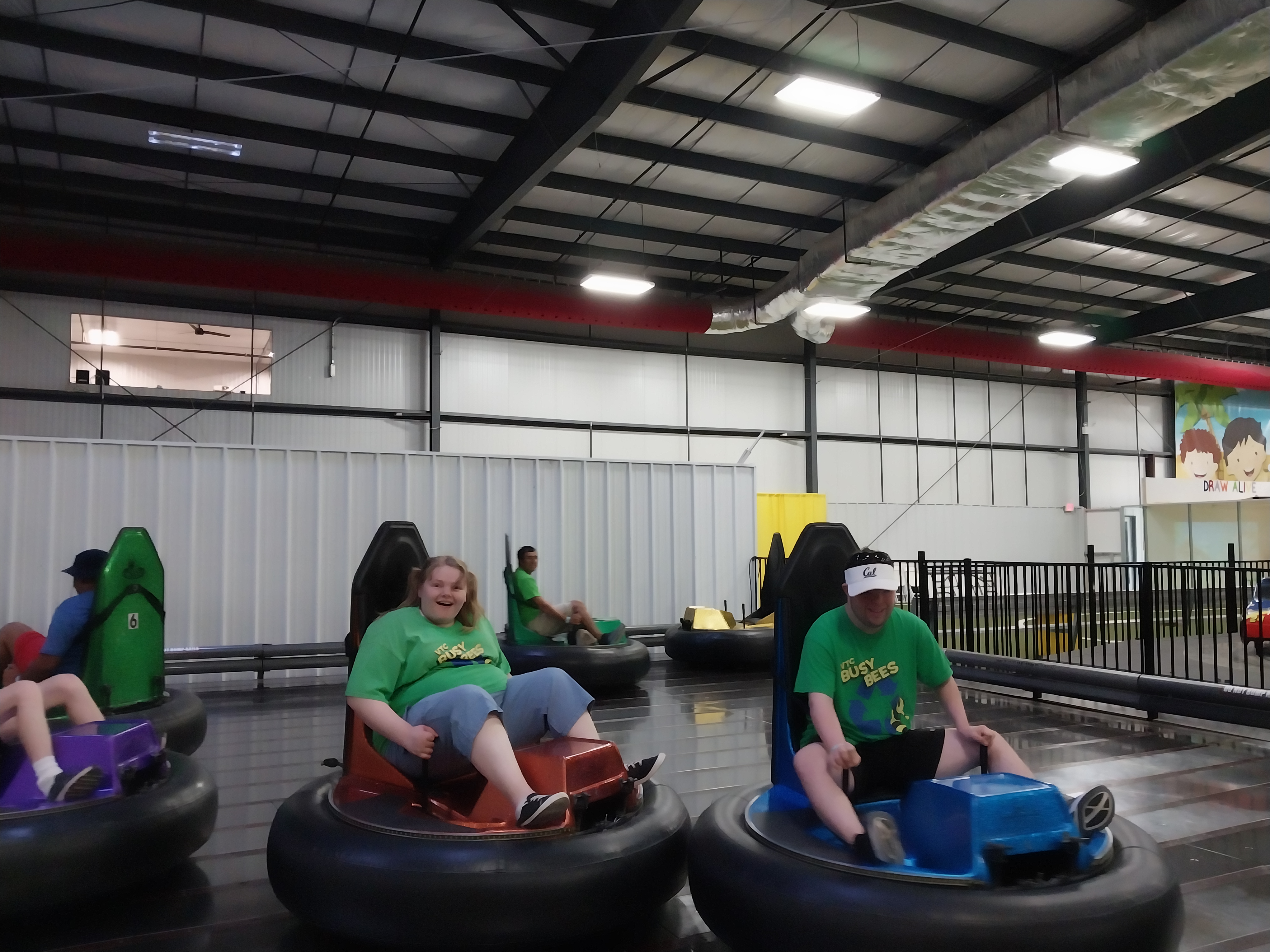 Troop 174 Scouts playing in the bumper cars at Abilene, TX