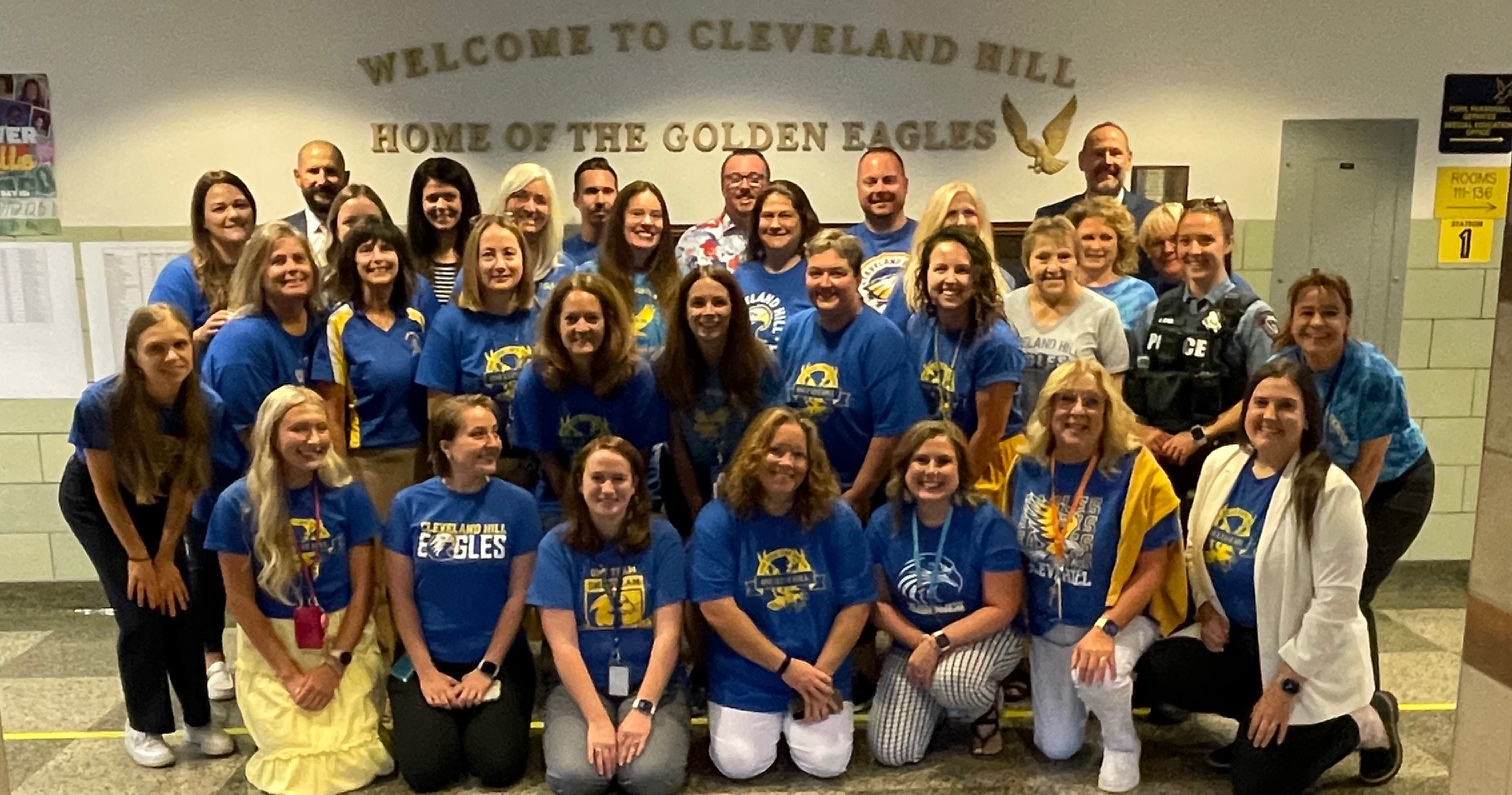 Picture of CHMS staff wearing blue and gold