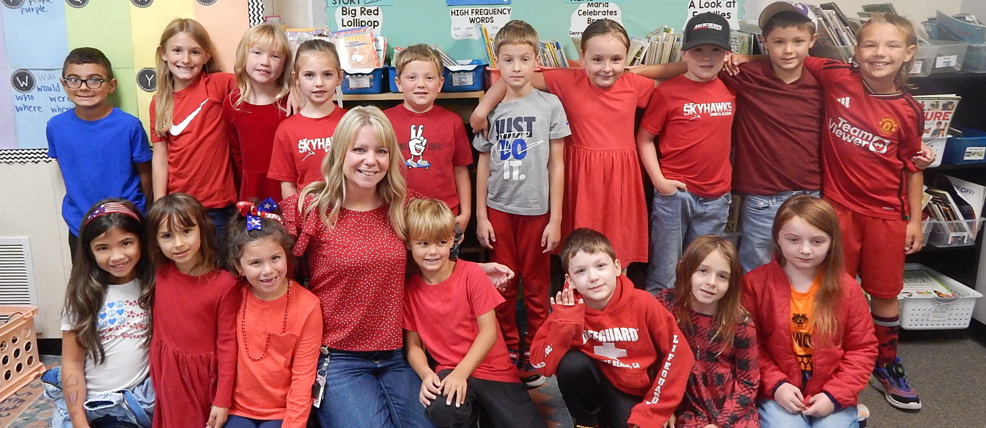 Danielle Fullers second grade class wore in red in honor of Veterans Day.