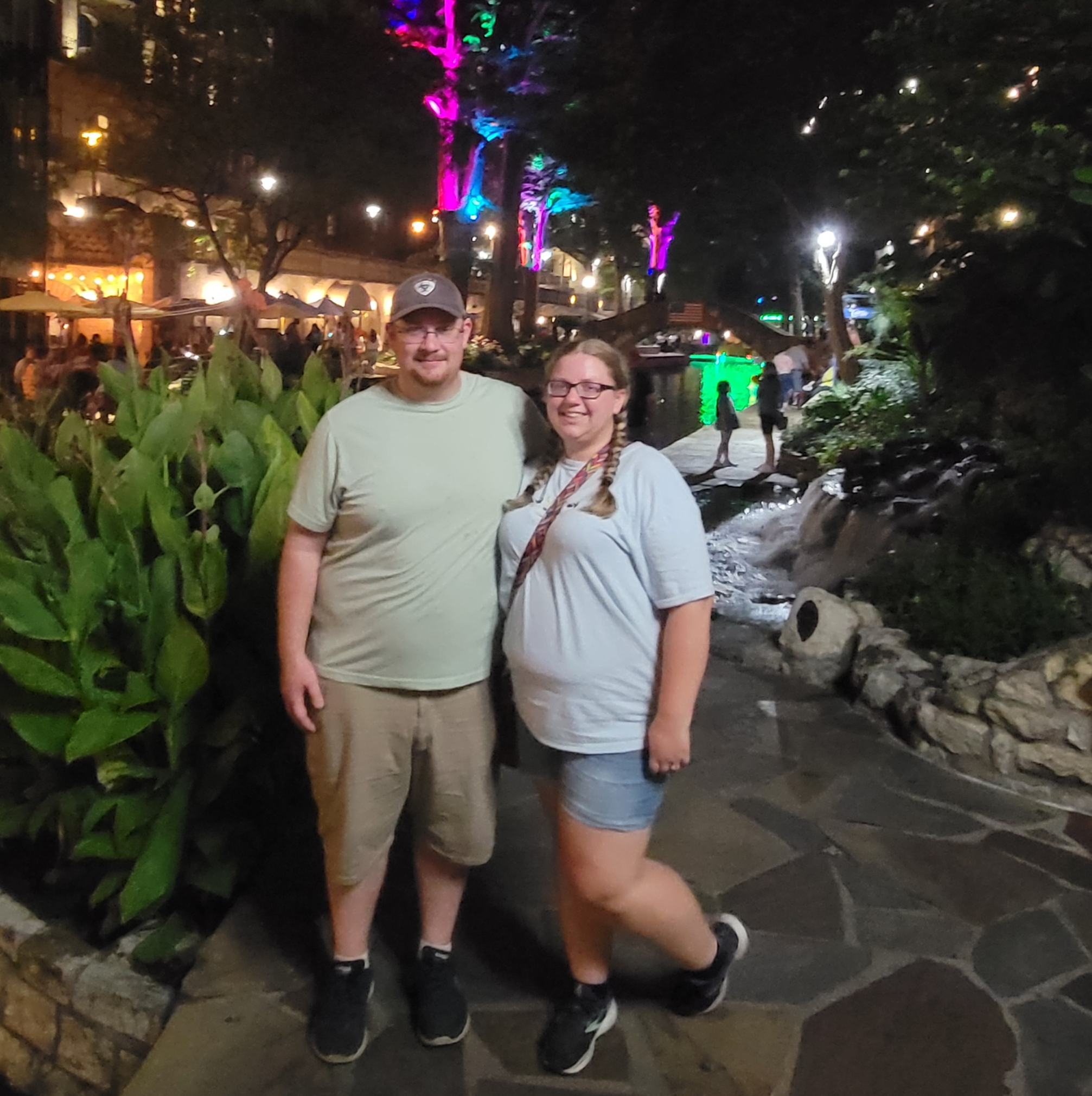 A photo of my husband and myself  on  the San Antonio  Riverwalk